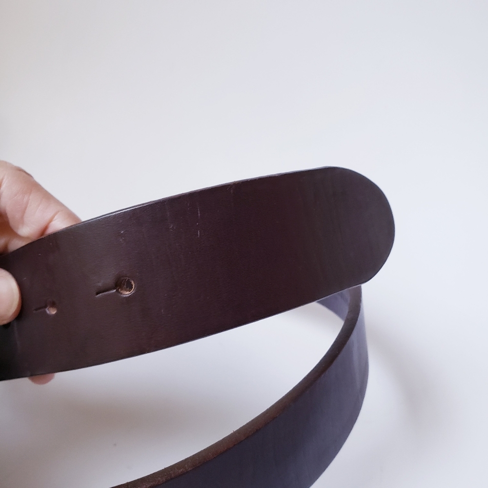 Vintage Abercrombie And Fitch Brown Leather Belt With Large Silver Buckle - Picture 10 of 16